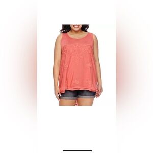 Star Scene Women Crochet Inset Tank Top Size 2X